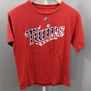 MN Twins Justin Morneau Tshirt, Red, Youth L